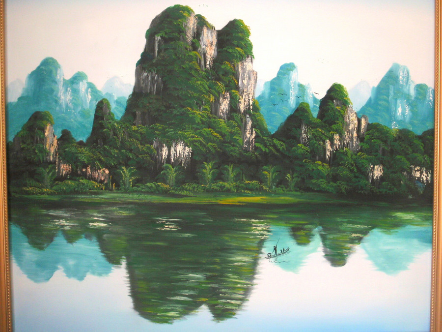 Picture of Oil Painting of Chinese Mountains.